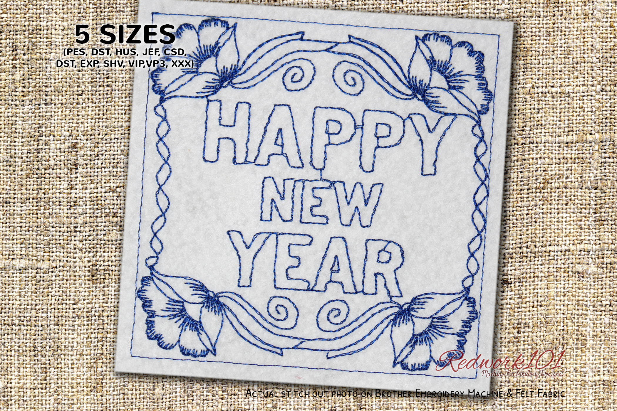 New Year Floral Frame Lineart Design