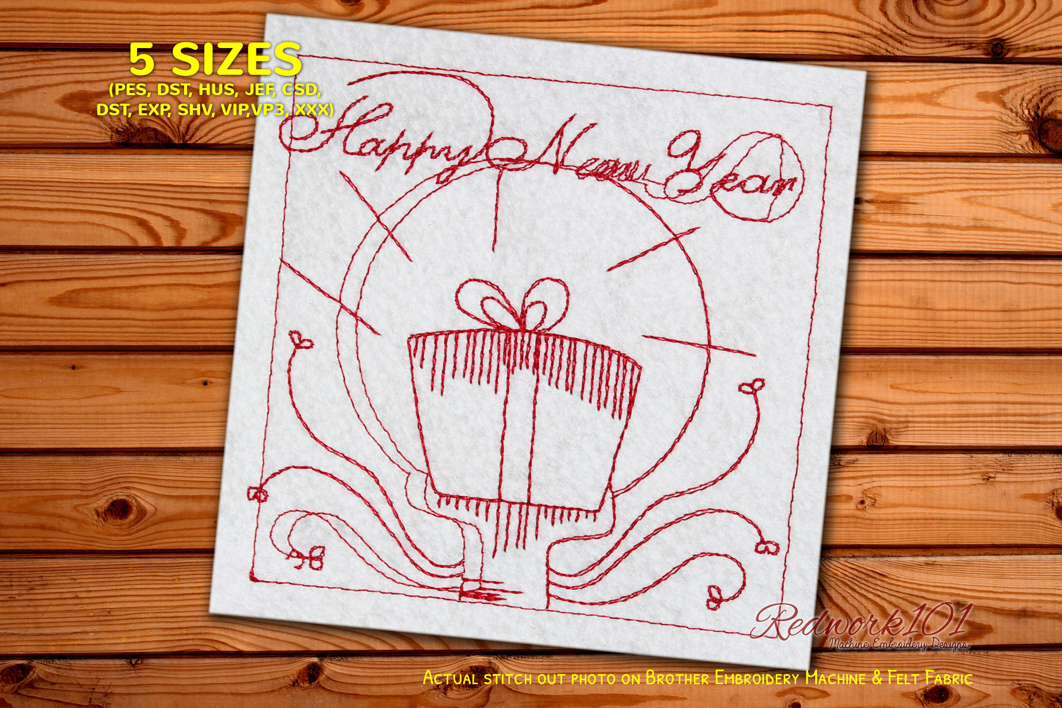 New Year Gift Box Wrapped with Ribbon