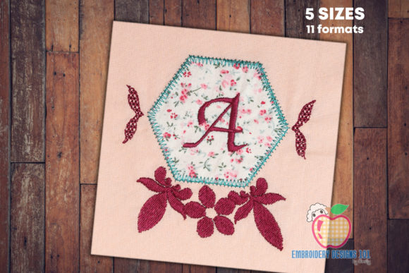 Polygamy Floral Frame Applique Bordas Design de Bordado Por embroiderydesigns101