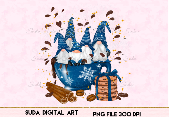 Christmas Blue Mug Gnomes Sublimation Graphics