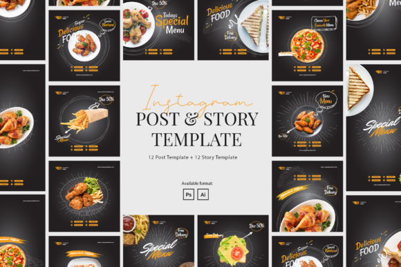 Preview of Fast Food Instagram Ads Template food social media design template