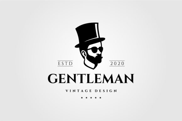 Gentleman Vintage Logo Man with Hat