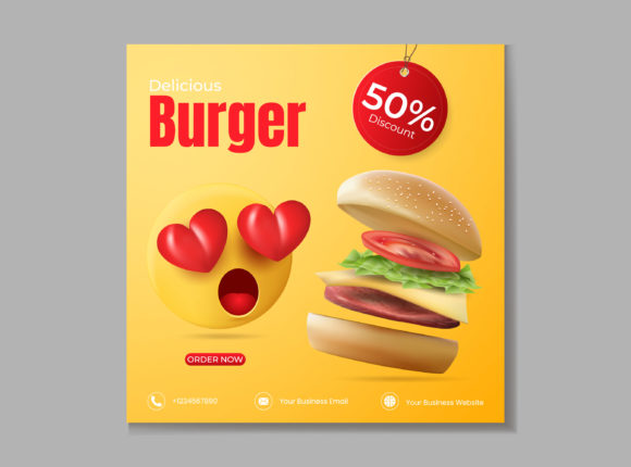 Preview of Burger or Fast Food Social Media. food social media design template