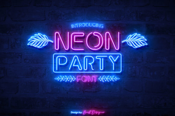 Neon Party Font by Beast Designer glowing party style
