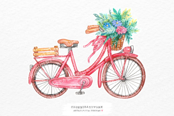 Bicycle With Flowers Sublimation Graphics