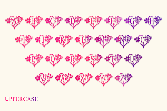 Heart Floral Monogram Font - Preview 2
