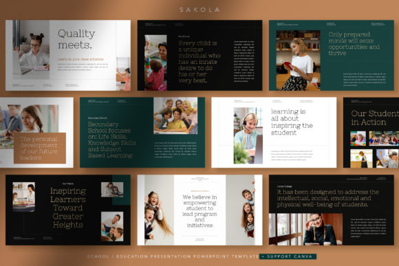 Preview of Sakola - Elegant School PowerPoint Canva education presentation template