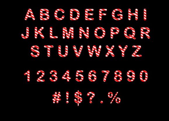 Candy Cane Letters And Numbers Svg Graphics