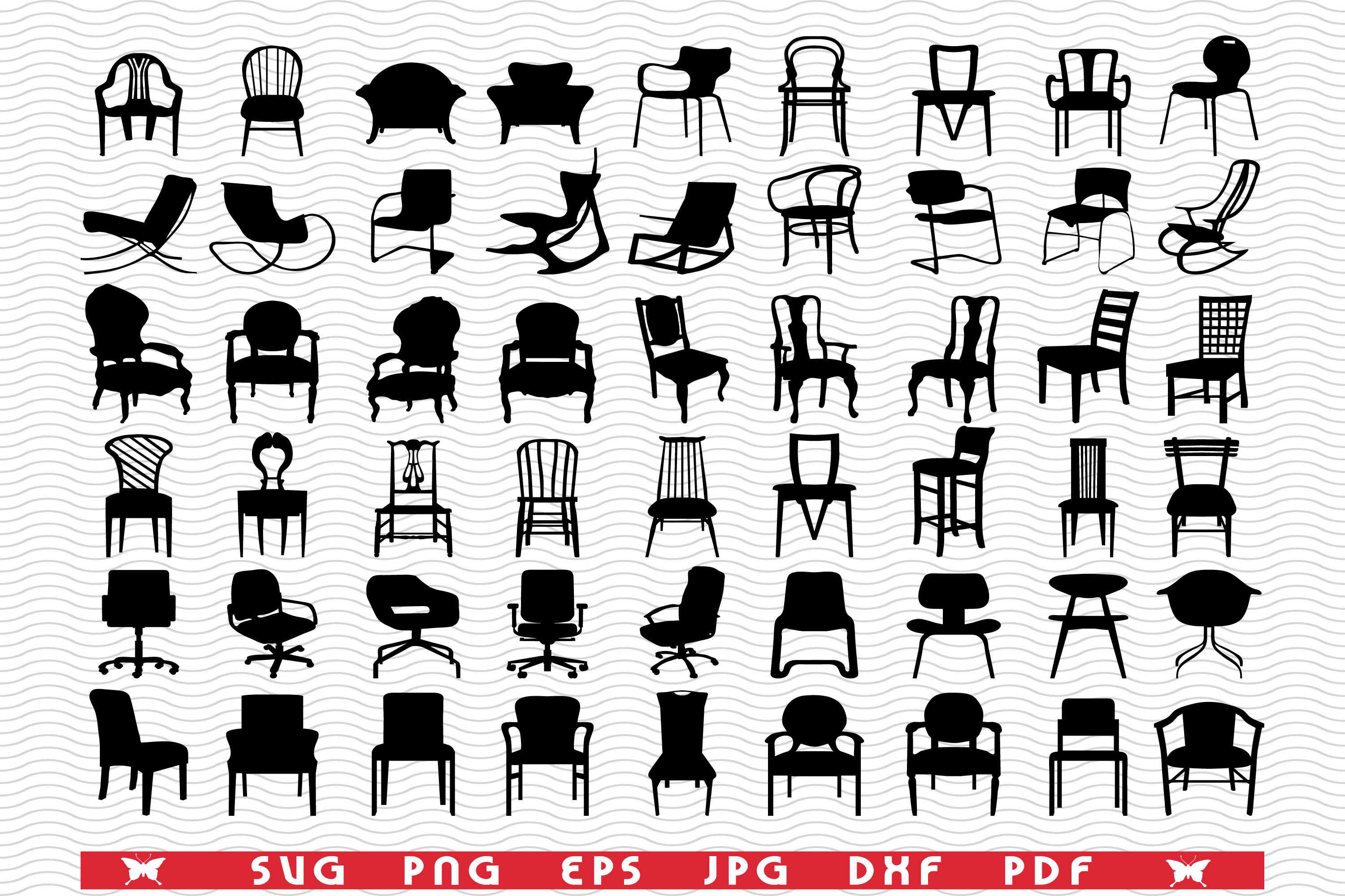Chairs Armchairs, Black Silhouettes