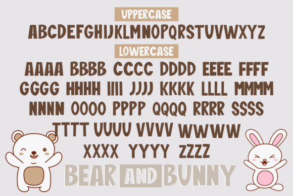 Bear and Bunny Font PNG with transparent background - Preview 1