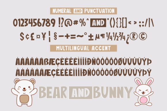 Bear and Bunny Font PNG with transparent background - Preview 2