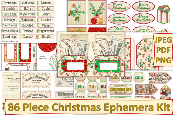 Christmas Ephemera Kit 86 Pieces