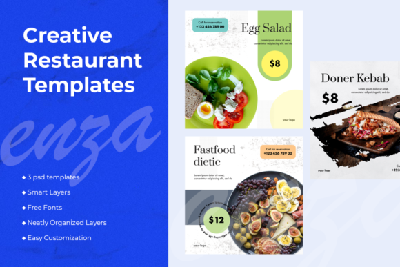 Preview of Creative Restaurant Social Media Template food social media design template