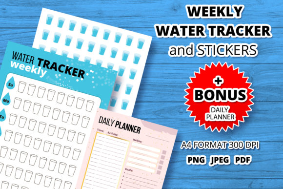 Water Tracker and Stickers Template Graphic by Alexa Ho · Creative Fabrica