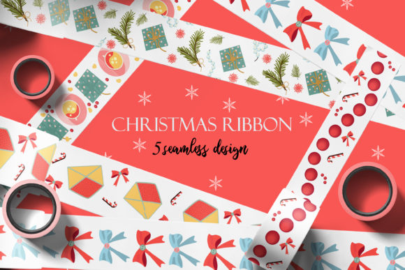 Holiday Packing Tapes and Ribbons Graphic Illustrations By AnNetArt