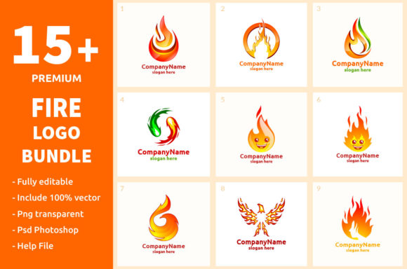 15+ Fire Logo Bundle Grafika Logo Przez denayunecf