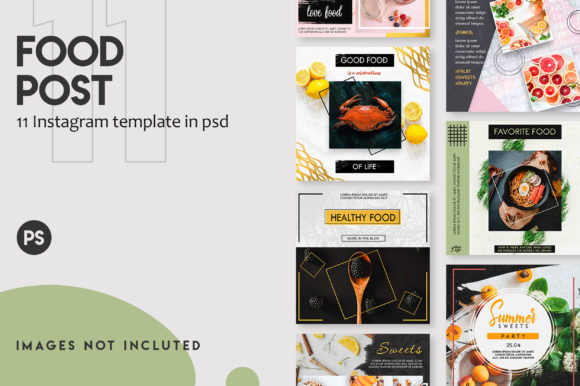 Preview of 11 Food Instagram Post Template Set food social media design template