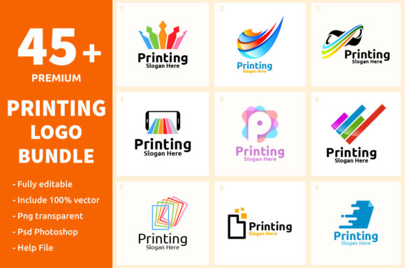 45+ Printing Logo Bundle Gráfico Logos Por denayunecf