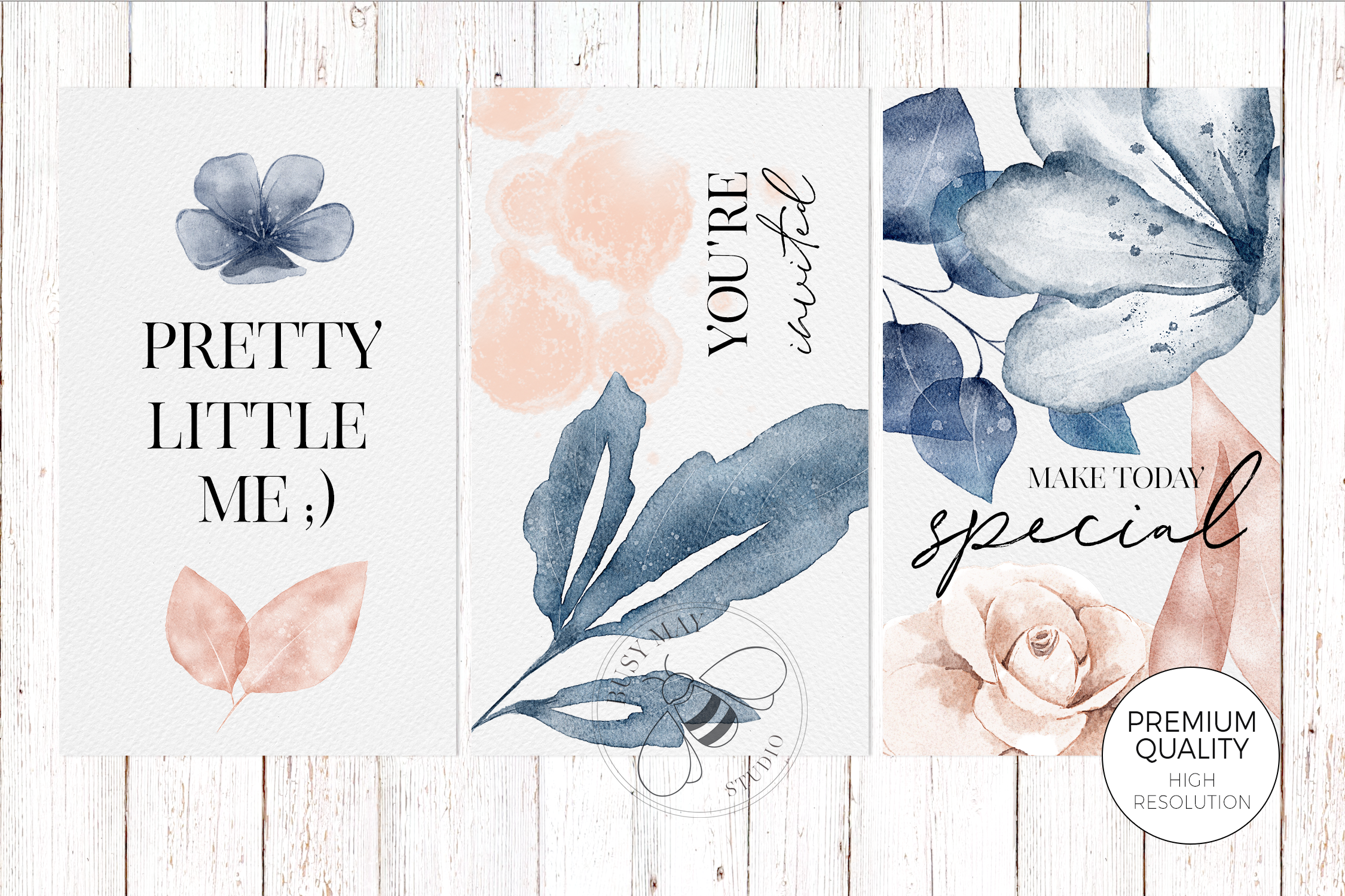 Blush and Blue Leaves Florals Watercolor - photo 2