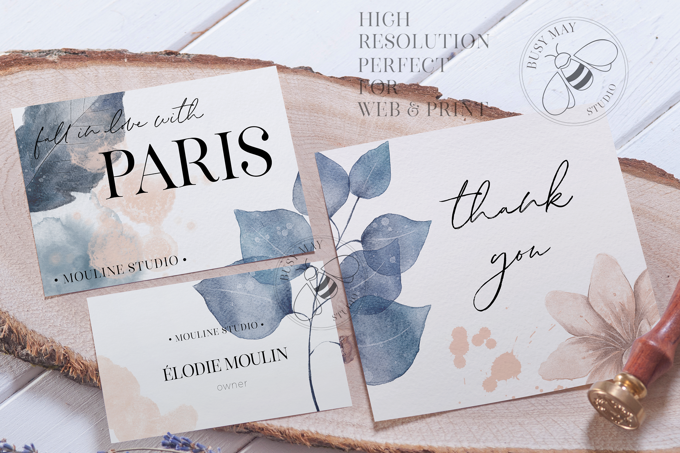 Blush and Blue Leaves Florals Watercolor - photo 3