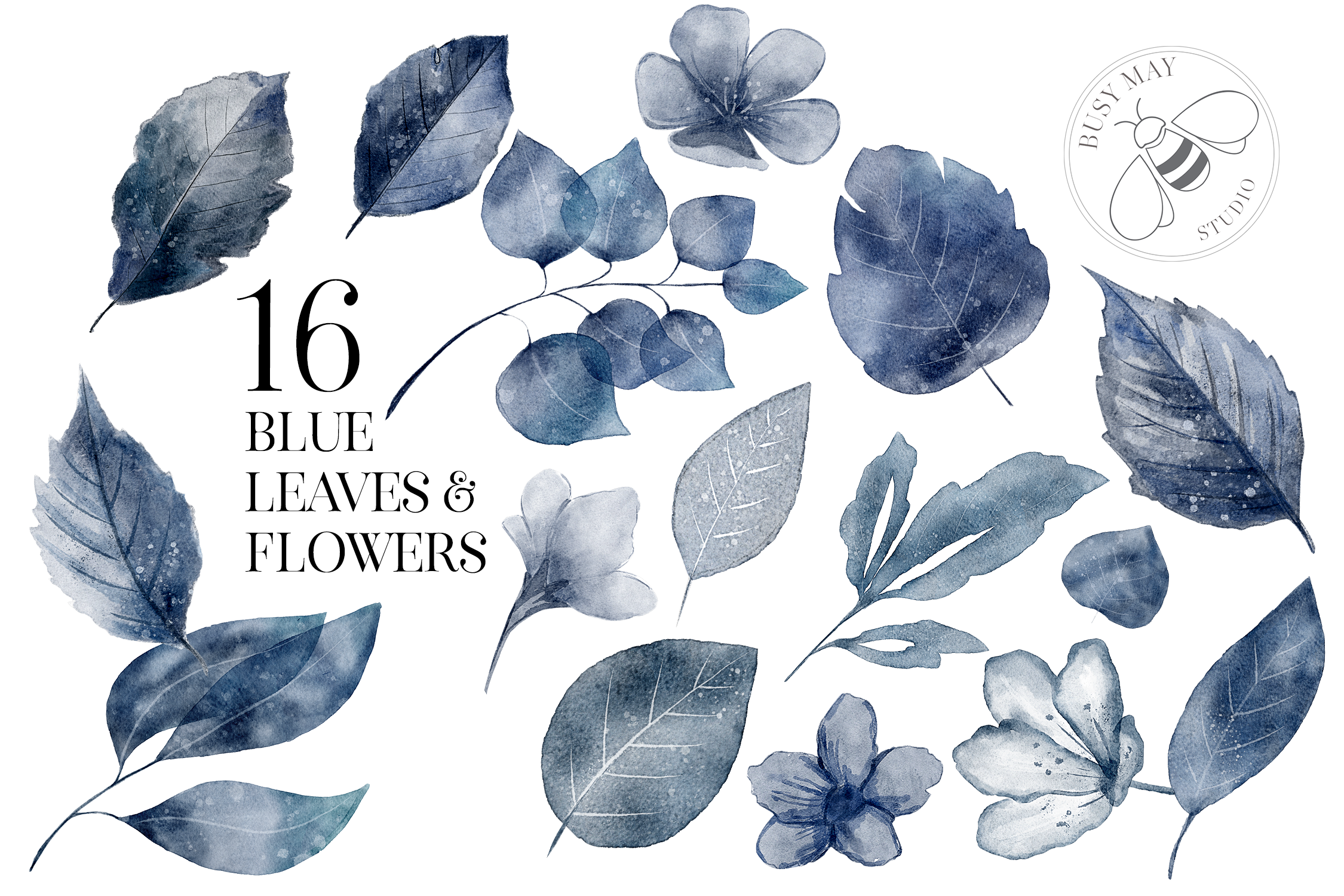 Blush and Blue Leaves Florals Watercolor - photo 5