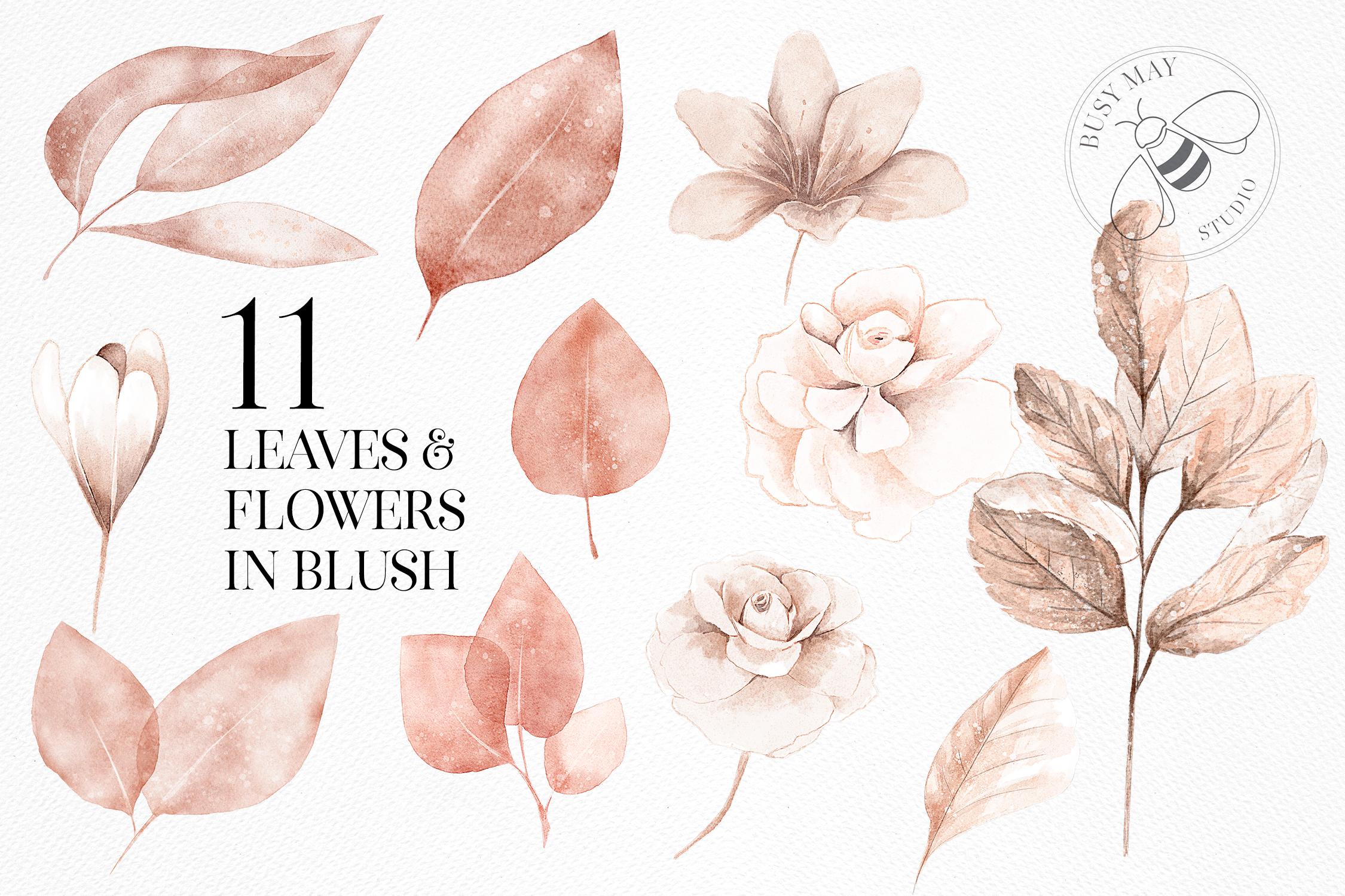 Blush and Blue Leaves Florals Watercolor - photo 6