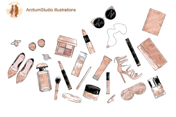 Cosmetics Set Clipart, Make Up Art