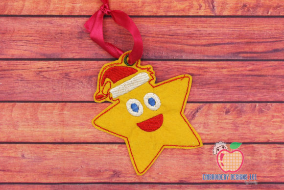 Christmas Star Wearing Santa Hat Christmas Embroidery Design By embroiderydesigns101