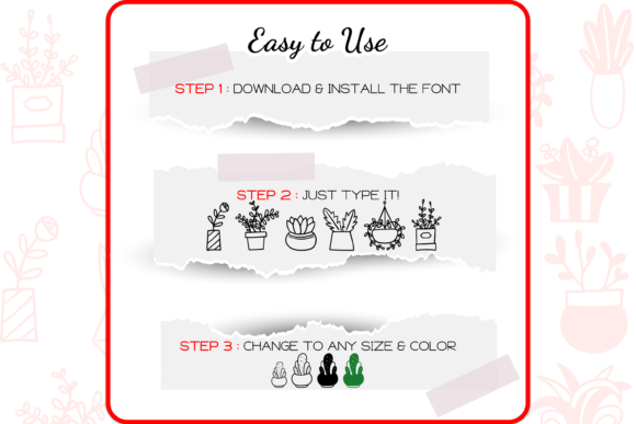 Plant Pots Font PNG with transparent background - Preview 3