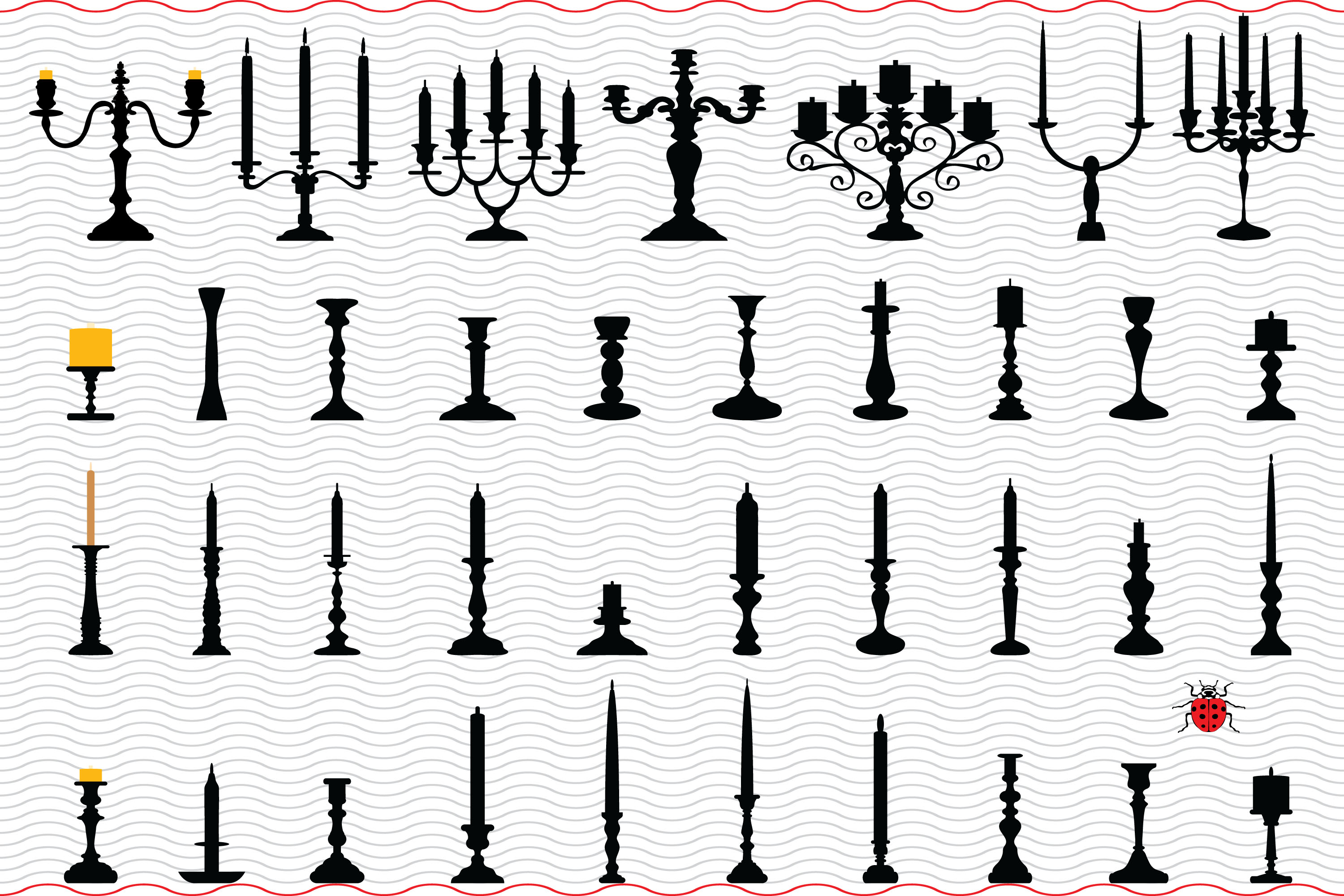 Candlesticks, Black Silhouette