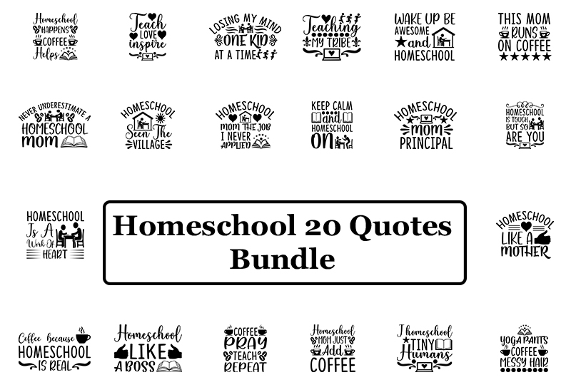 Homeschool 20 QUOTES BUNDLE Graphic by SVG_Huge · Creative Fabrica