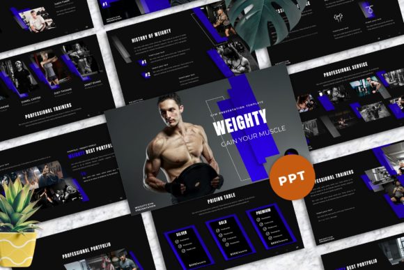 Preview of Weighty - Gym Powerpoint Templates sports presentation template