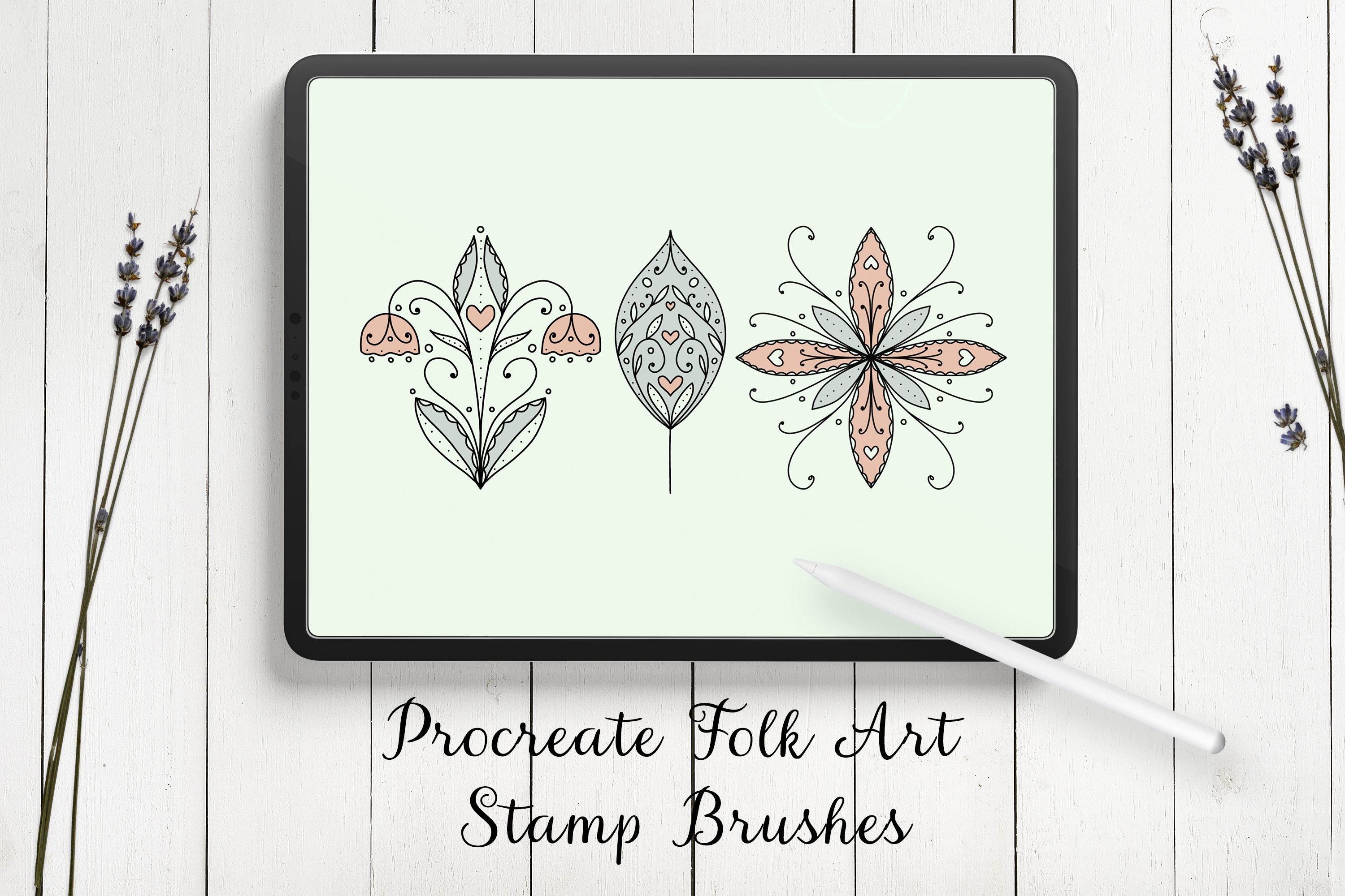 Modern Folk Art Floral Procreate Brushes Graphic by Little Nordic ...