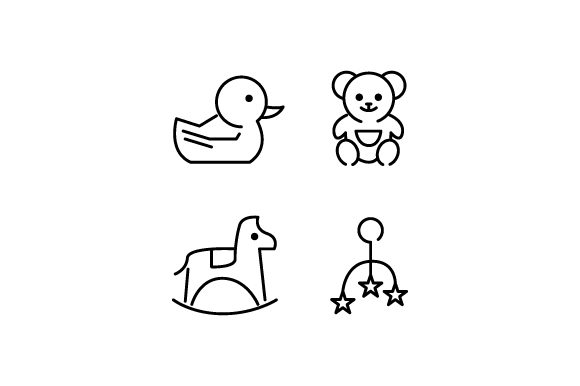 Minimal Baby Toys Icon Collection Design