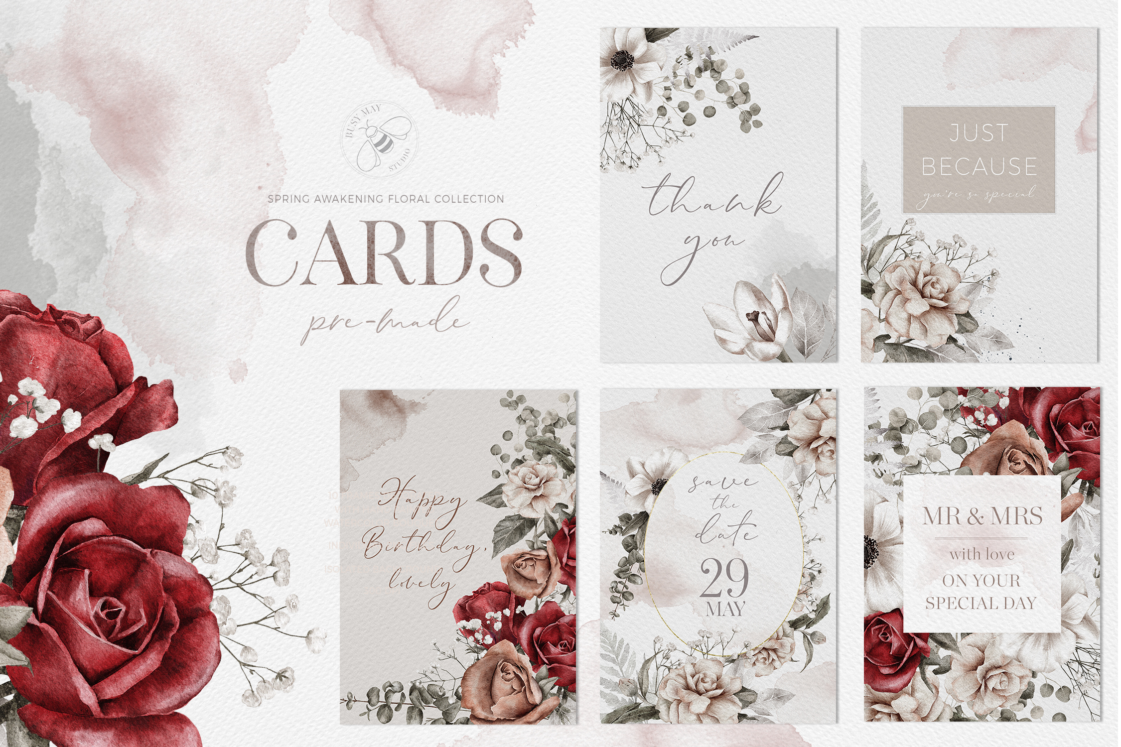 Watercolor Floral Cards Templates CMYK - photo 1