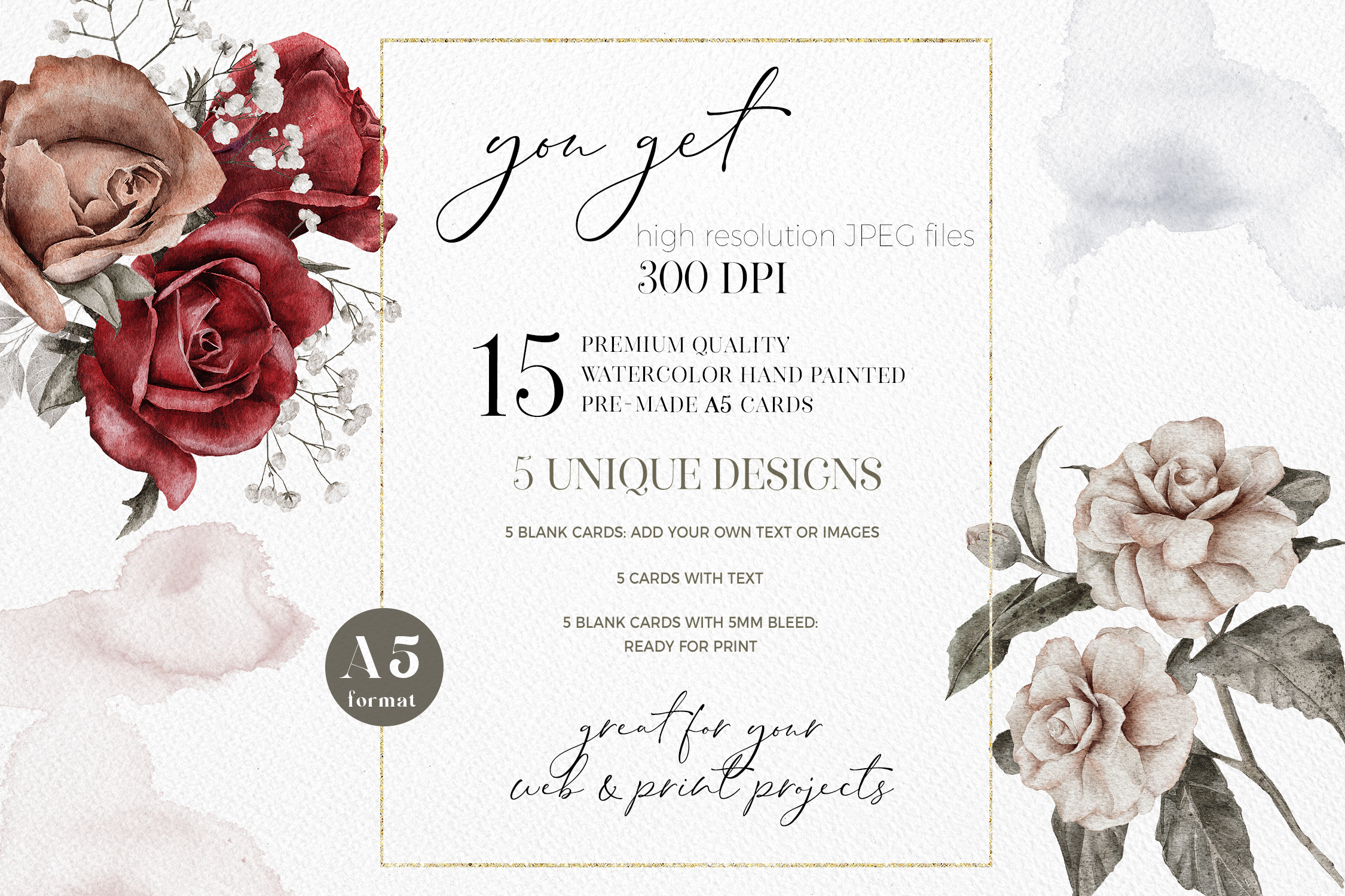 Watercolor Floral Cards Templates CMYK - photo 3