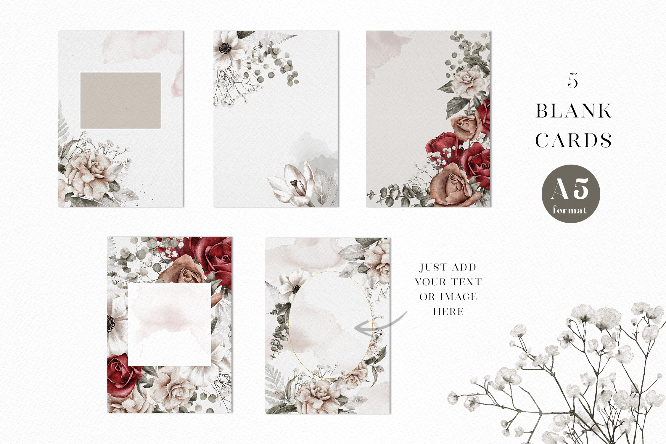 Watercolor Floral Cards Templates CMYK - photo 4