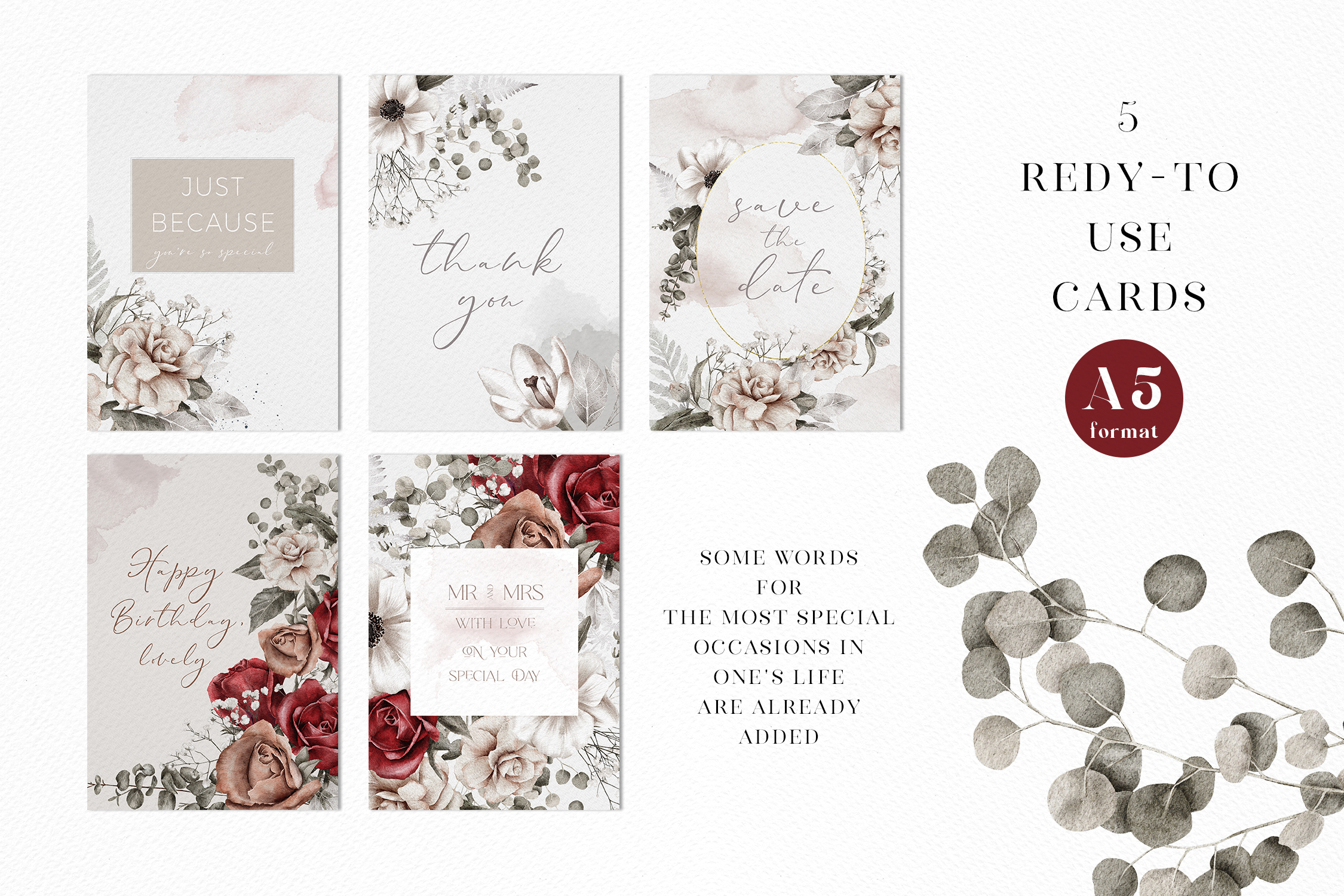 Watercolor Floral Cards Templates CMYK - photo 5