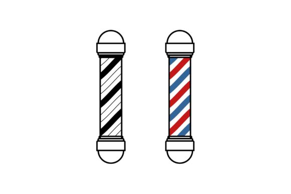 Barber Pole Blue and Red Saloon Symbol Illustration Logos Par artpray