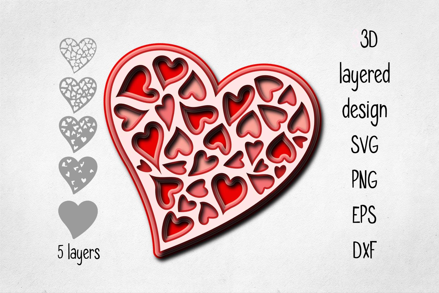 3D Layered Heart Cut File · Creative Fabrica