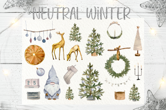 Neutral Winter Clip Art Set Graphic Illustrations By tatibordiu