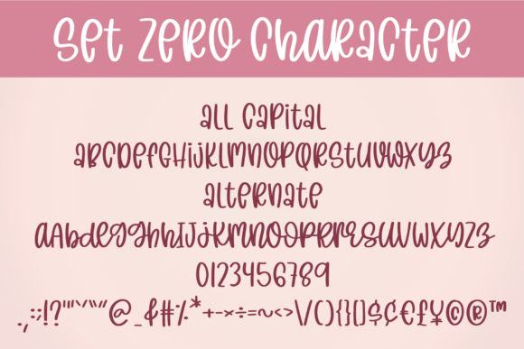 Set Zero Font PNG with transparent background - Preview 1