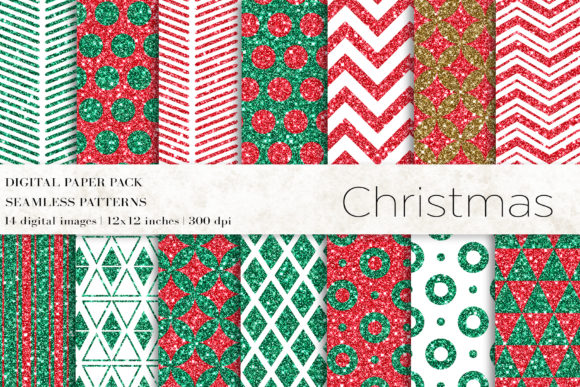 Christmas Digital Papers Graphic Patterns By BonaDesigns