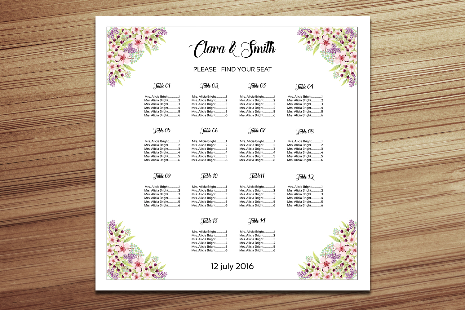 Wedding Seating Chart Template