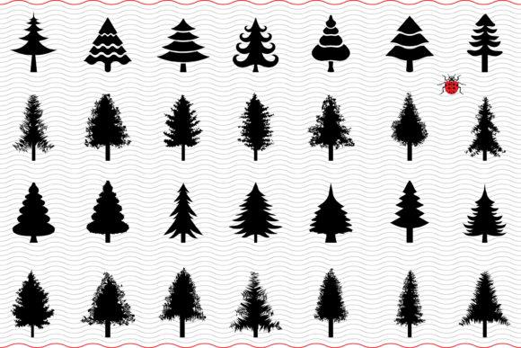 Christmas Tree, Black Silhouettes, Icons