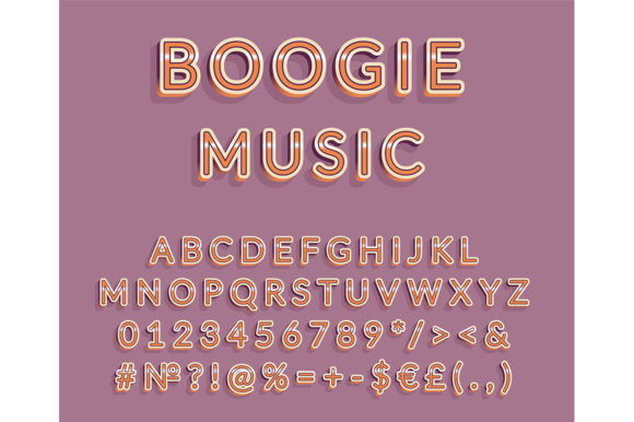 Boogie Music Header Vintage Alphabet Set Graphic Print Templates By IMG visuals icons