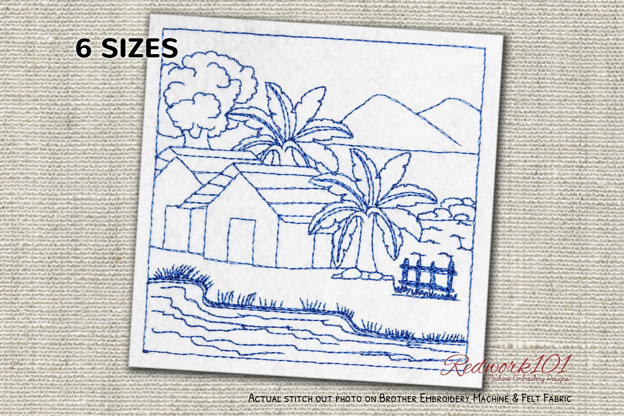Small Village House with River Redwork