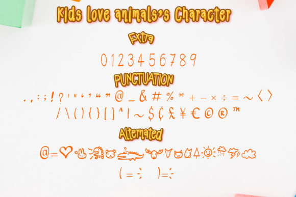Kids Love Animals Font PNG with transparent background - Preview 2