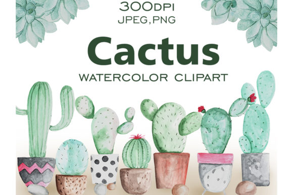 Watercolor Cactus Collection Graphic Illustrations By SleptArt