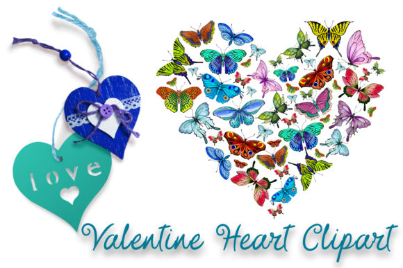 Butterfly Heart Valentine Clipart. Love - Printable
